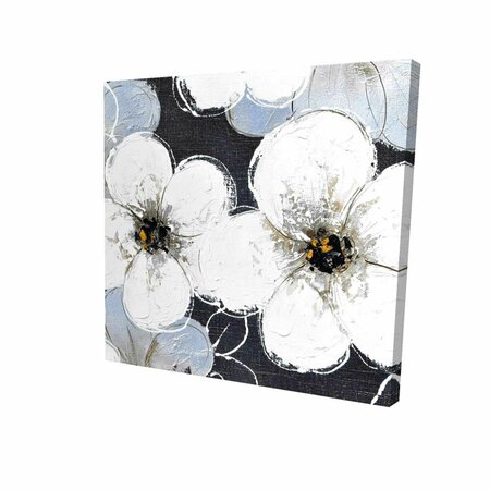 FONDO 16 x 16 in. White Flowers with Leaves Outlines-Print on Canvas FO2792282